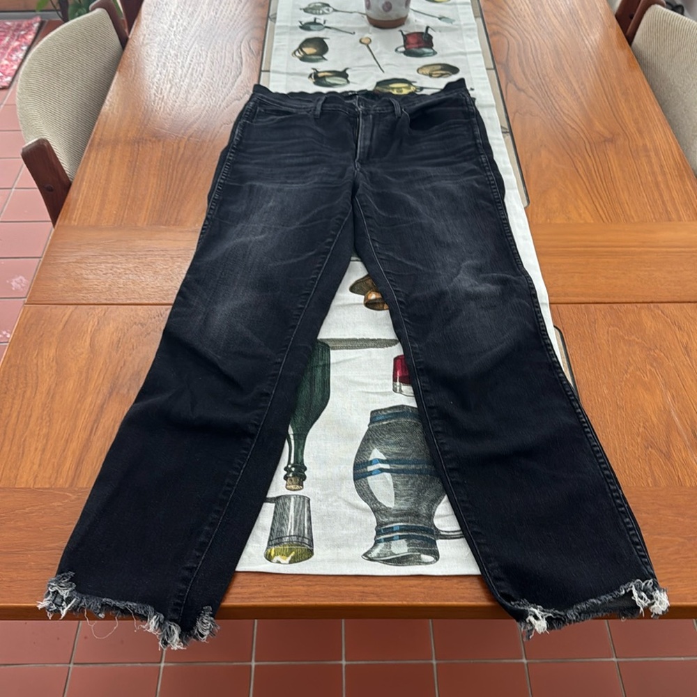 3x1 high rise skinny jeans raw edge cropped size 27